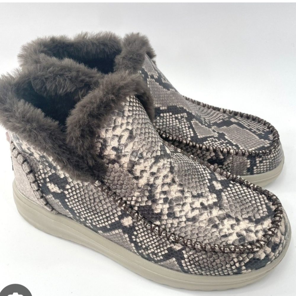 Hey Dude Women's Snake Print Fur Lined Slippers